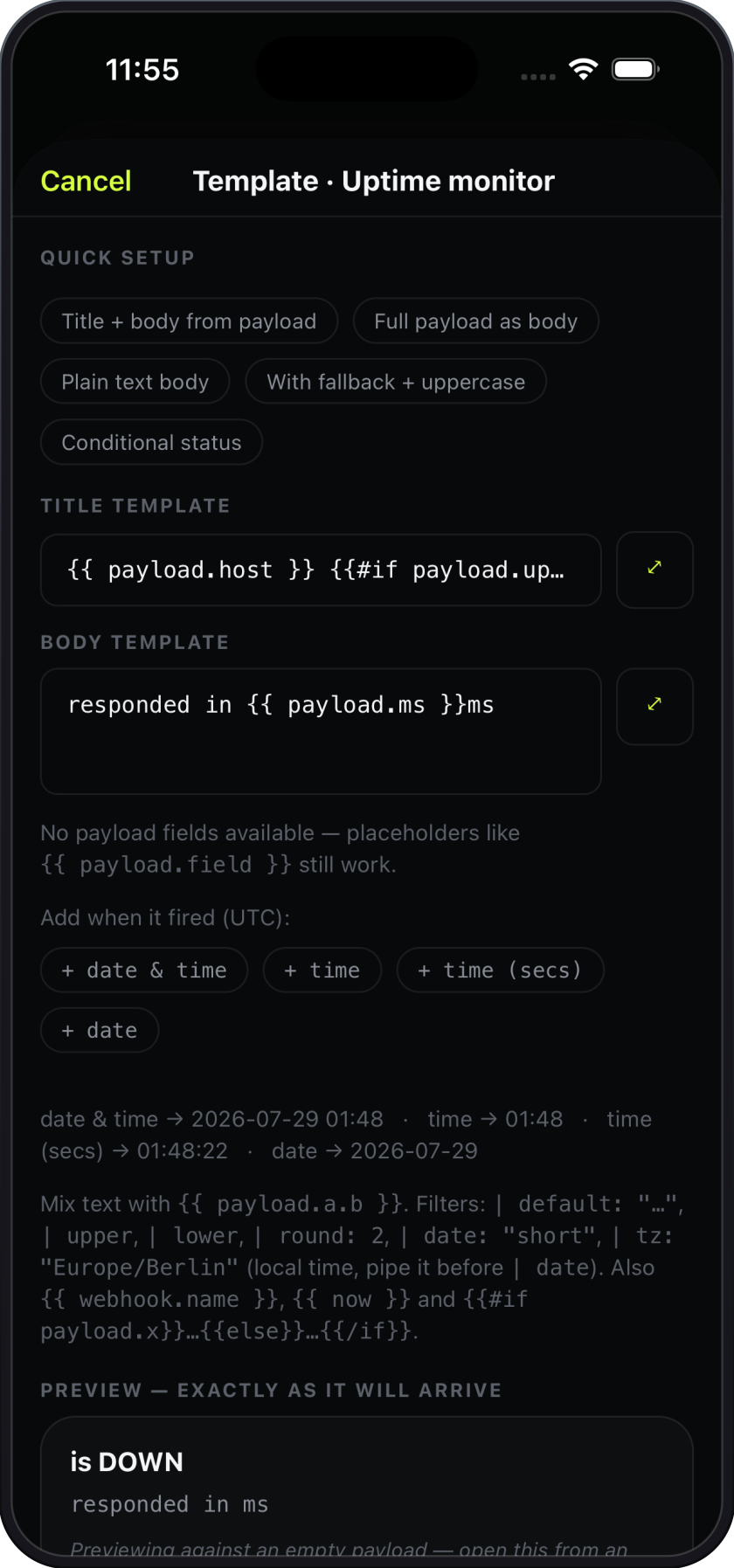 Shape the notification
